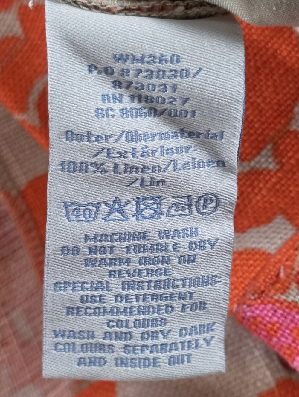 Boden Floral Brocade Linen Pants Tan Orange Pink Wmn's 16R - Picture 13 of 13